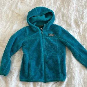 Girls LLBean teal fleece hoodie M 5-6